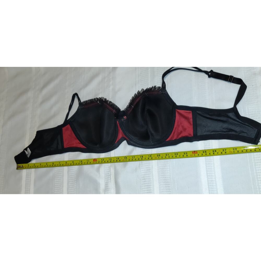 Enchanted Bra Sz 40C Black Overlay Embroidered Roses Floral Lace Goth Grunge - Picture 12 of 14